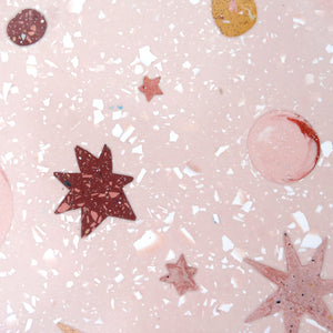 Medium apricot pink starry terrazzo tray