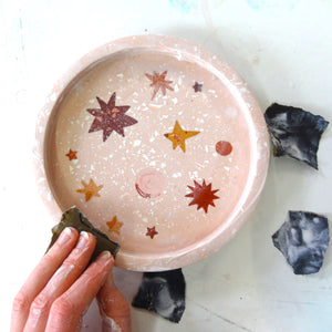 Small Apricot Pink Starry Terrazzo Tray