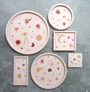 Small Apricot Pink Starry Terrazzo Tray