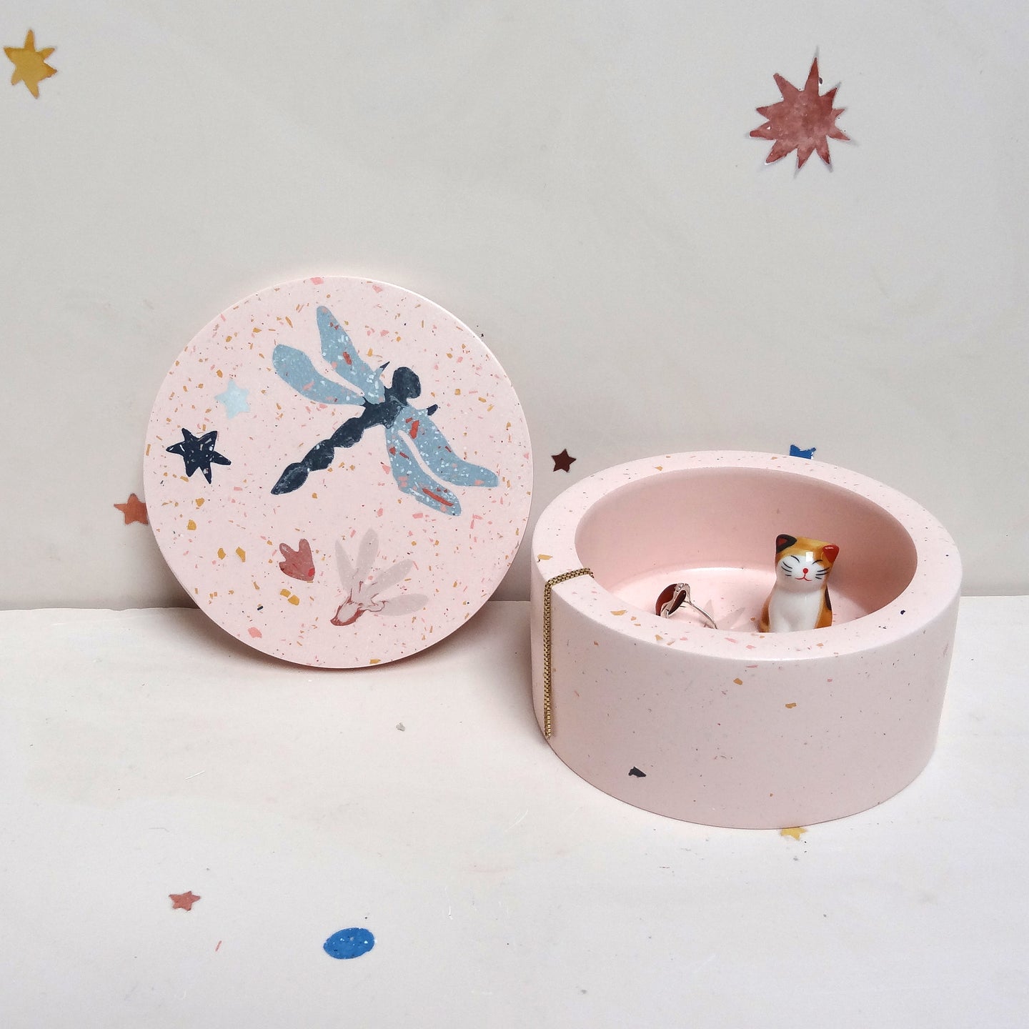 Pale Pink Dragonfly Terrazzo Box