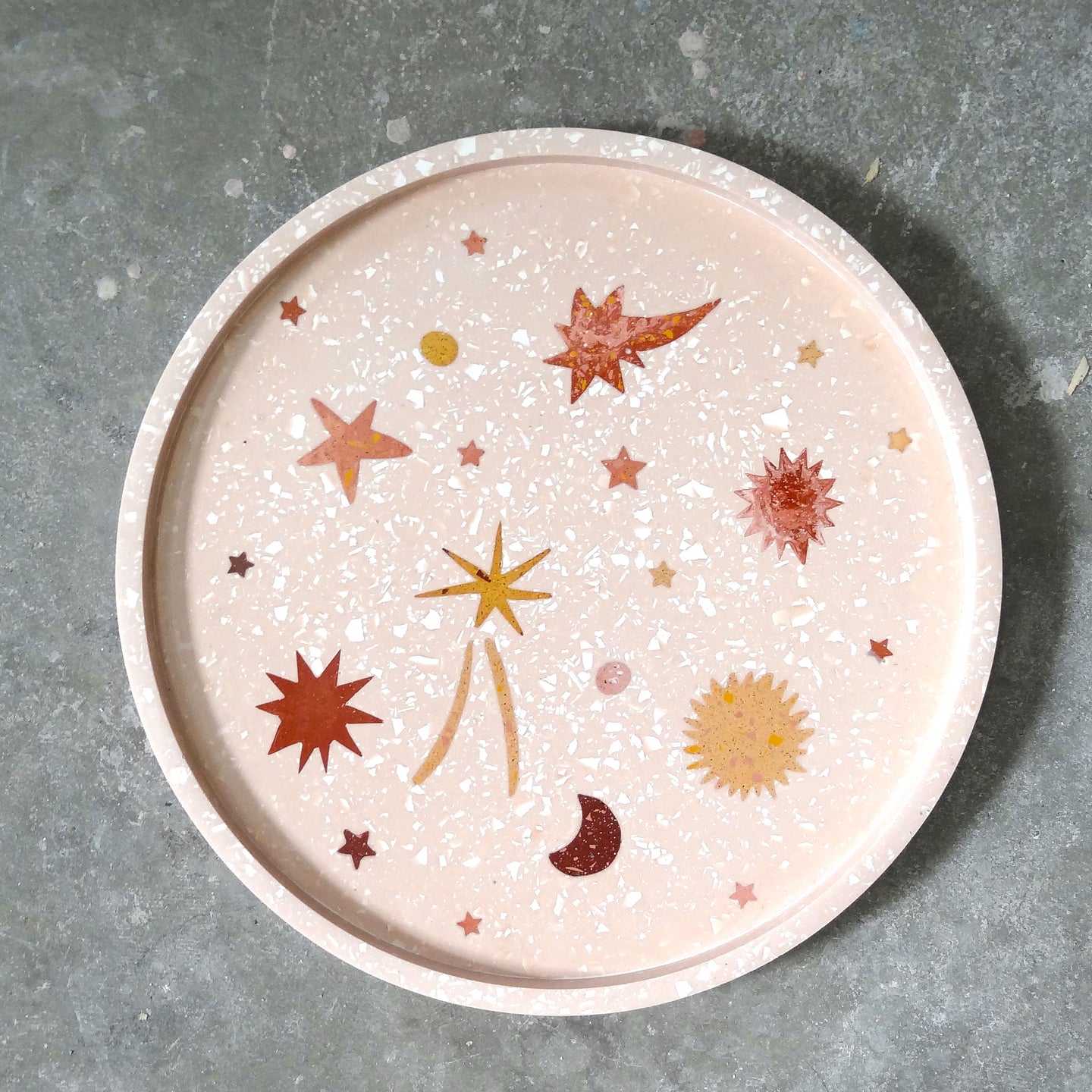 Large Apricot Pink Starry Terrazzo Tray