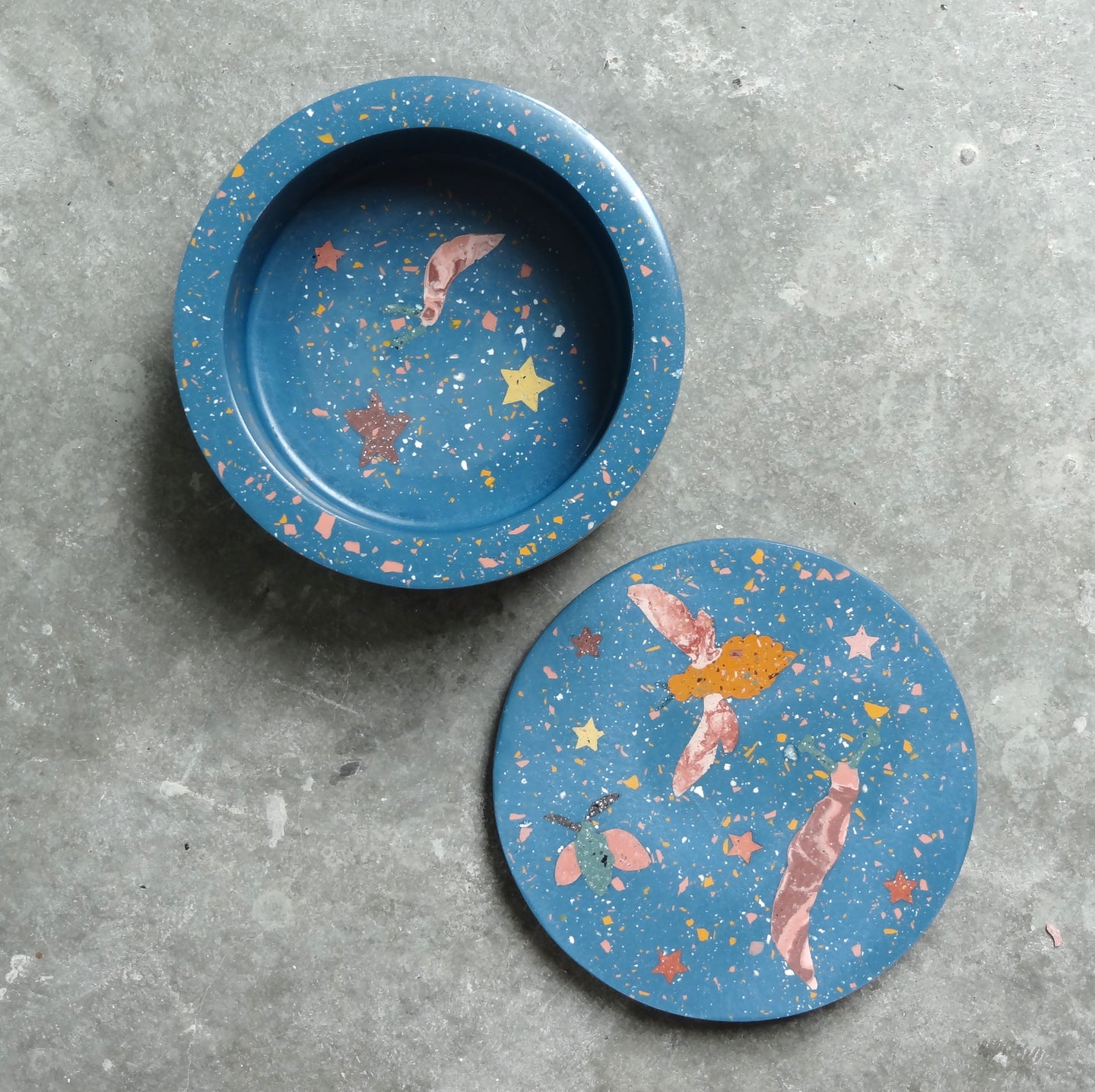 Blue Bugs And Stars Terrazzo Box