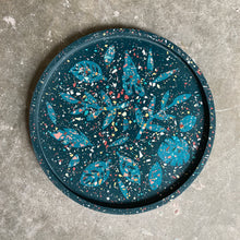 Load image into Gallery viewer, Large Dark Blue Leaf Terrazzo Tray
