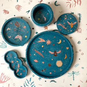 Small Blue Bugs and Stars Terrazzo Tray