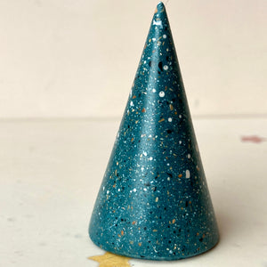 Small Dark Green Terrazzo Jewelry Cone