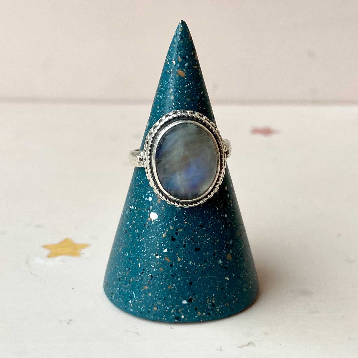 Small Dark Green Terrazzo Jewelry Cone