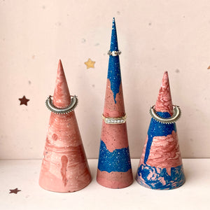 Tall Pink and Blue Terrazzo Jewelry Cone