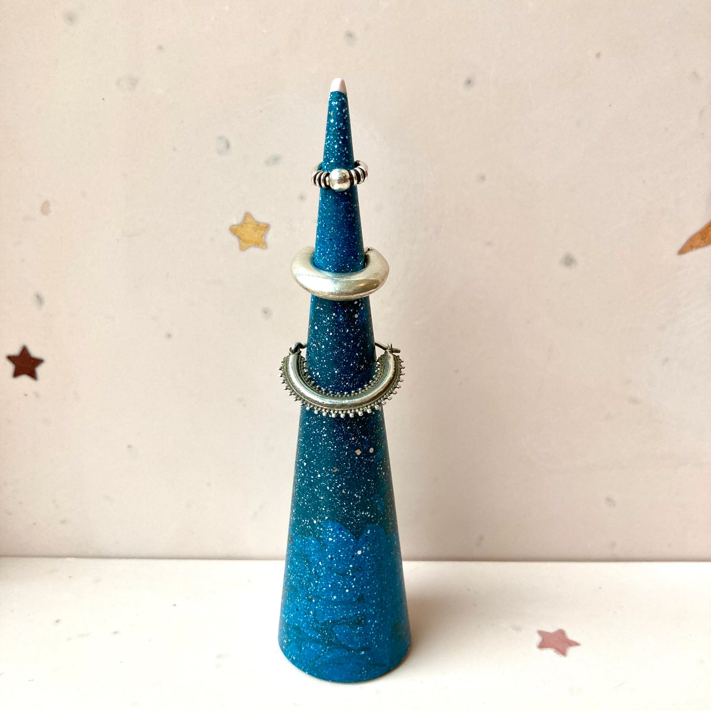 Tall Blue Terrazzo Jewelry Cone