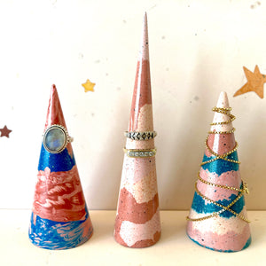 Chunky Pink and Blue Jewelry Cone