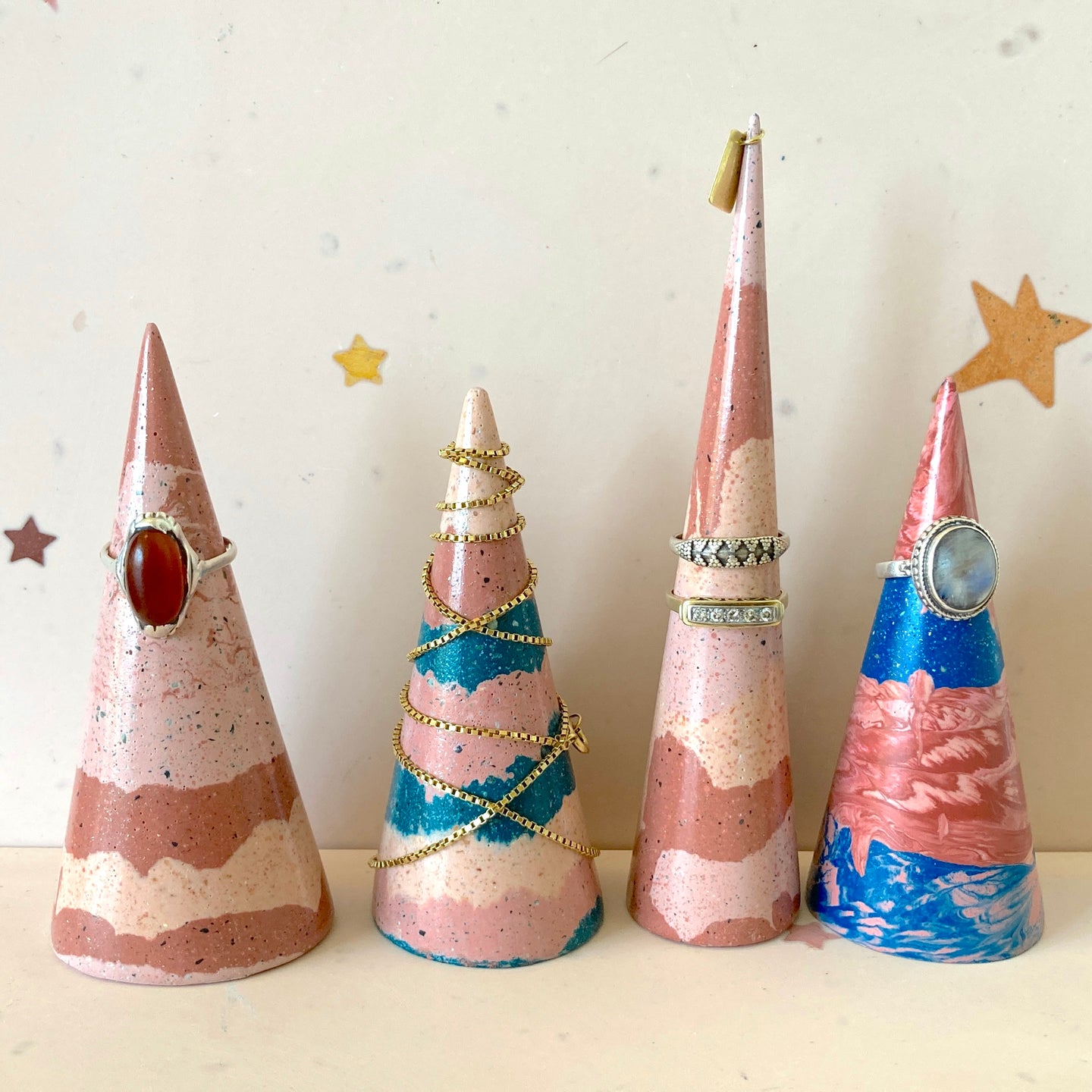 Tall Terracotta and Pink Terrazzo Jewelry Cone