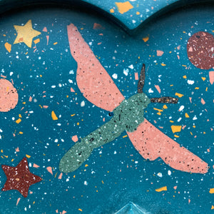 Small Blue Bugs and Stars Terrazzo Tray