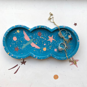 Small Blue Bugs and Stars Terrazzo Tray